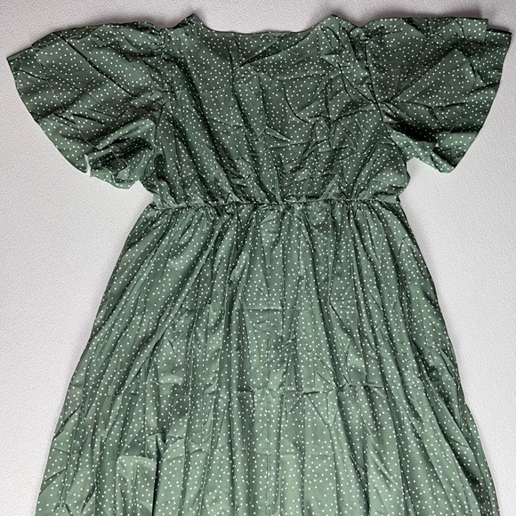 Bloomchic Polka Dot Ruffles Split Maxi Dress Green Size 18/20 NWT - Picture 9 of 10